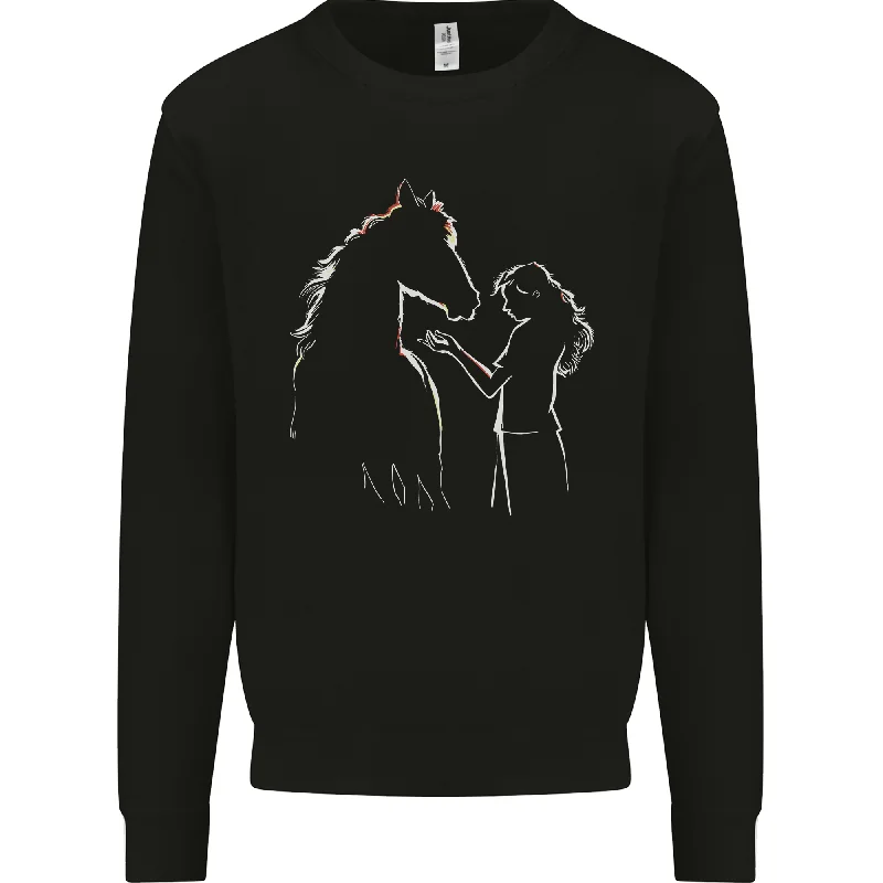 retro sports hoodieA Horse and Girl Equestrian Riding Mens Sweatshirt Jumper