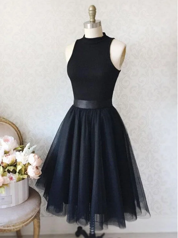 tiered dresstiered dressA Line Black Short Prom Dresses, Black Homecoming Dresses, Evening Dresses