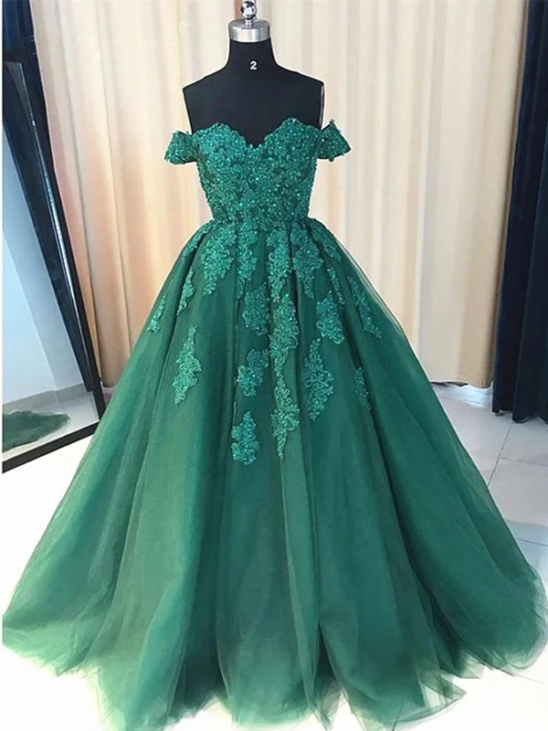 Must-Have Deals Off the Shoulder Beaded Emerald Green Lace Long Prom Dresses, Off Shoulder Green Lace Formal Evening Dresses, Green Ball Gown Must-Have Deals Off the Shoulder Beaded Emerald Green Lace Long Prom Dresses, Off Shoulder Green Lace Formal Evening Dresses, Green Ball Gown