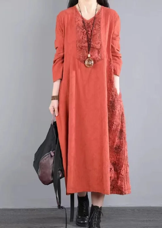 Get It Before It’s Gone Original Orange V Neck Hollow Out Lace Patchwork Cotton Long Dresses Fall Get It Before It’s Gone Original Orange V Neck Hollow Out Lace Patchwork Cotton Long Dresses Fall
