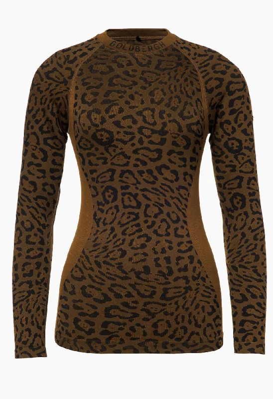 Super Bargain Goldbergh Feline Ski Thermal in Brown Animal Print