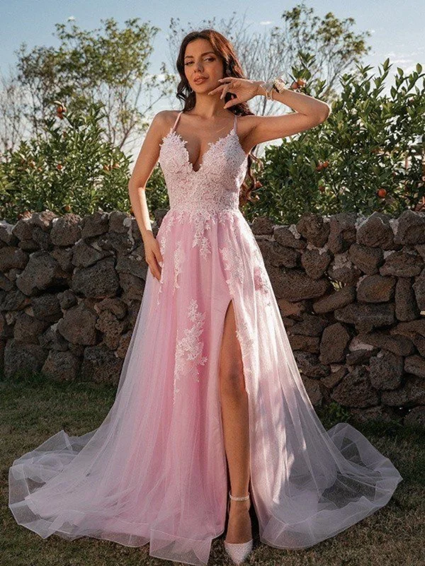 textured dresstextured dressV Neck Open Back Pink Lace Long Prom Dresses, Pink Lace Formal Dresses with High Slit, Pink Evening Dresses SP2670