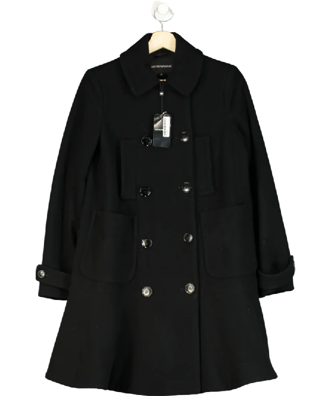 Price Drop Emporio Armani Black Peplum Hem Coat UK 6