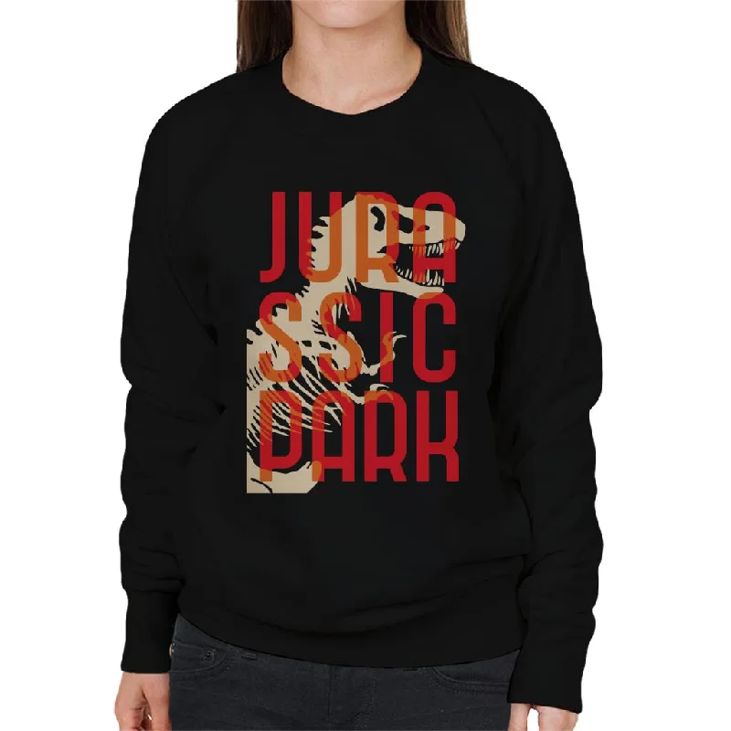 modern sports hoodieJurassic Park Oversized Red Text Women's Sweatshirt