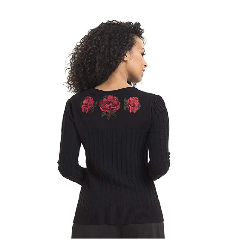 Final Clearance Faith Black Poppy Cardigan