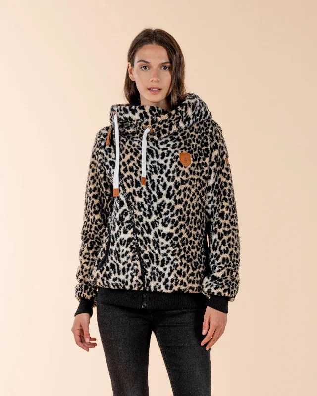 Closeout Sale Bliss Sherpa Leopard Print Hoodie