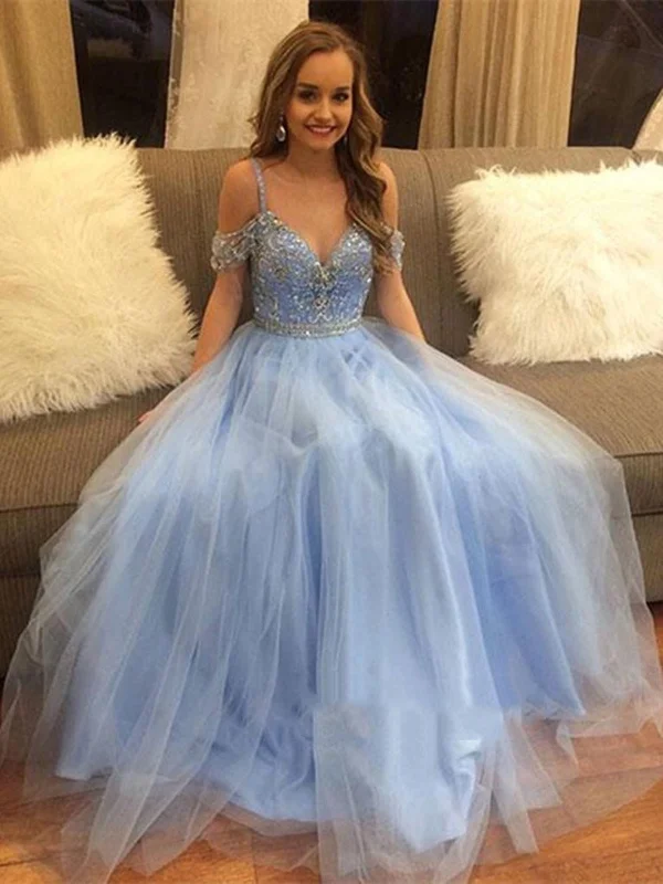 casual evening dresscasual evening dressOff Shoulder Tulle Light Blue Prom Dress, Light Blue Formal Dress, Off Shoulder Graduation Dress