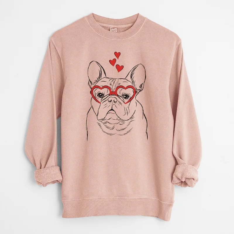 loose fit athletic hoodieValentine Fudge the French Bulldog - Unisex Pigment Dyed Crew Sweatshirt