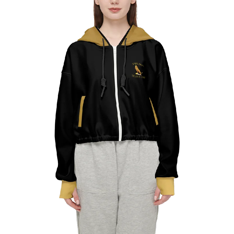 Final Markdown Yahusha-The Lion of Judah 01 Designer Cropped Drop Shoulder Full Zip Hoodie