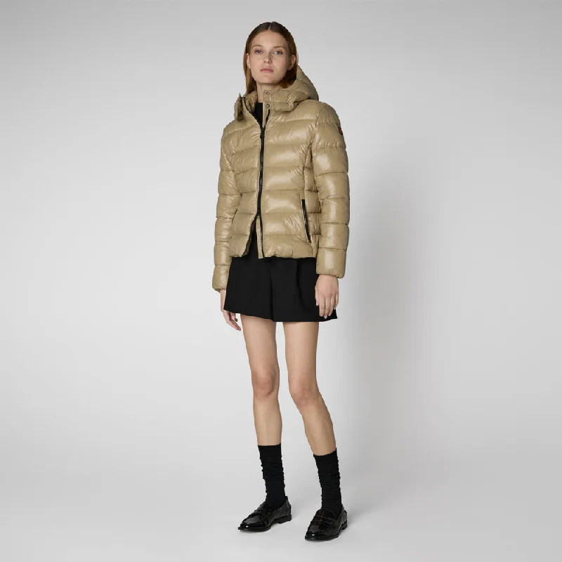 Deal Alert Women's Cosmary Hooded Puffer Jacket in Wood Beige