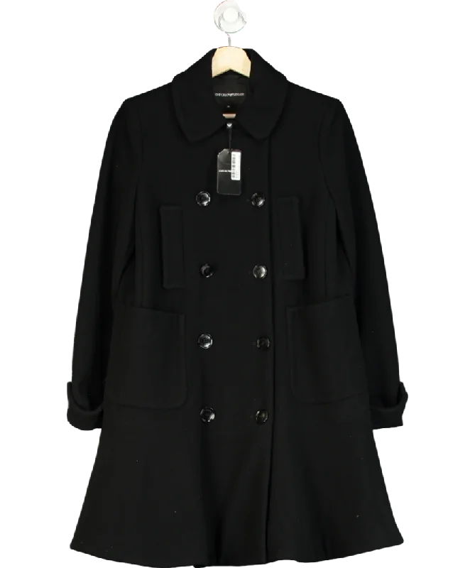 While Supplies Last Emporio Armani Black Peplum Hem Coat UK 8