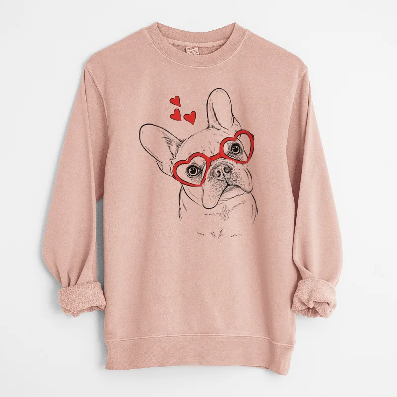 relaxed fit sports hoodieValentine Loki the French Bulldog - Unisex Pigment Dyed Crew Sweatshirt