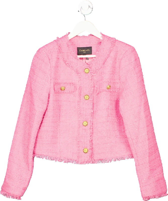 Price Cut Chocklate Paris Choklate Paris Womens Pink Tweed Long Sleeve Button Front Cropped Jacket UK 14 Price Cut Chocklate Paris Choklate Paris Womens Pink Tweed Long Sleeve Button Front Cropped Jacket UK 14