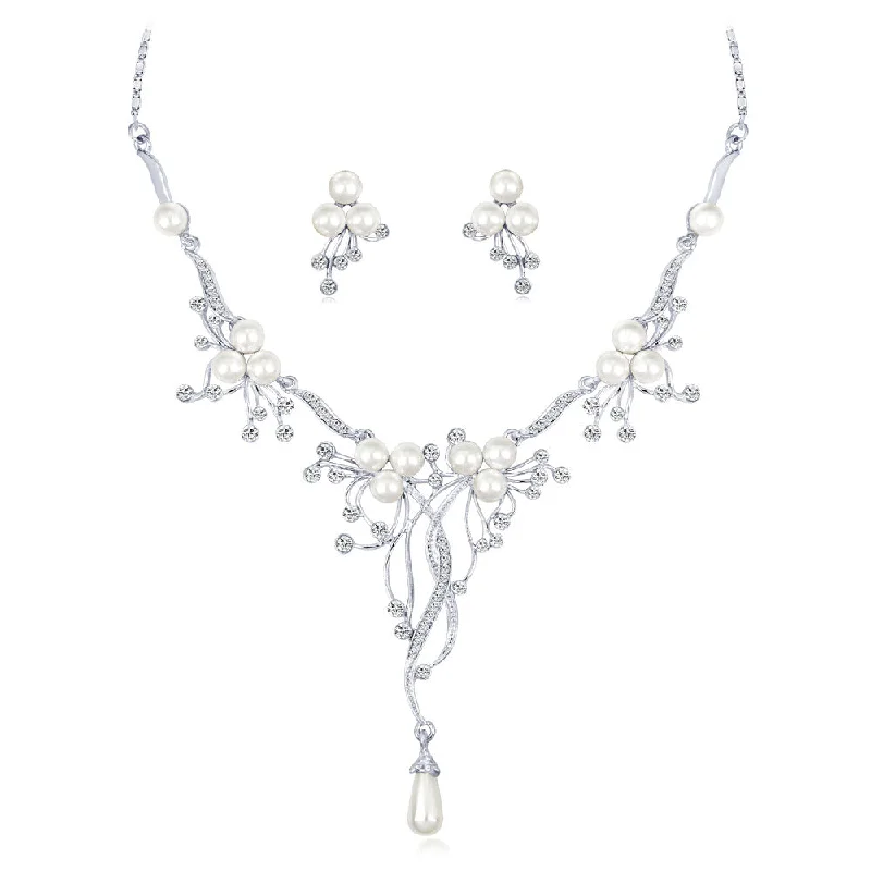 v-neck dressv-neck dressJewelry set Pearl Necklace Earrings Bridal wedding dress Dinner dress jewelry set 803869863410