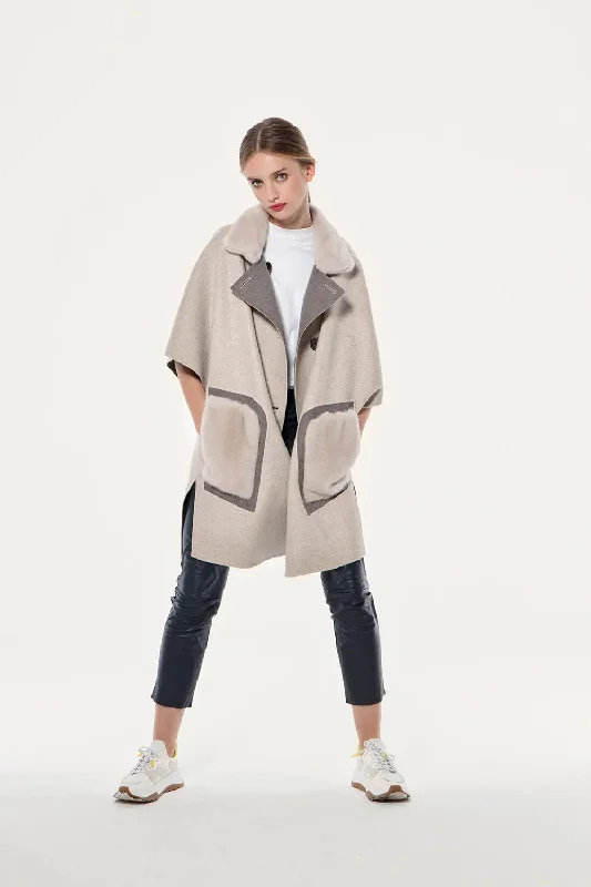 Bonus Savings Cape with mink collar and pockets