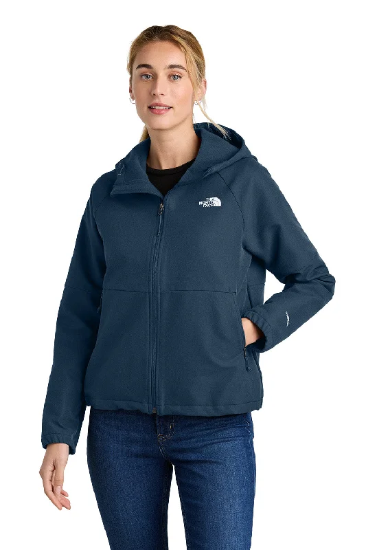 Markdown Madness The North Face Womens Barr Lake Water Resistant Soft Shell Full Zip Hooded Jacket - Heather Dark Shady Blue - New