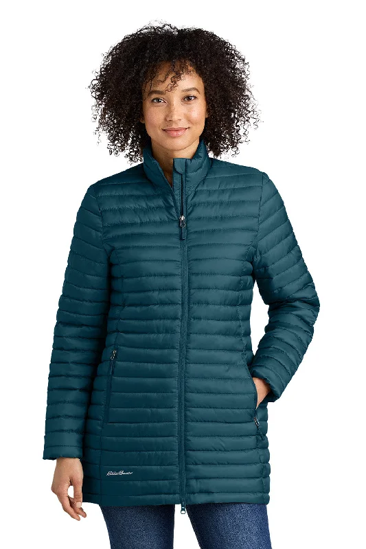 Super Sale Eddie Bauer Womens Packable Quilted Water Resistant Full Zip Jacket - Adriatic Blue - New