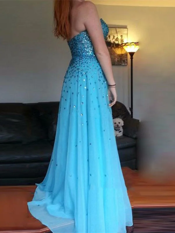 Take Advantage Simple Sky Blue Sweetheart Strapless Prom Dresses With Beading, Sky Blue Formal Dresses With Beading Take Advantage Simple Sky Blue Sweetheart Strapless Prom Dresses With Beading, Sky Blue Formal Dresses With Beading