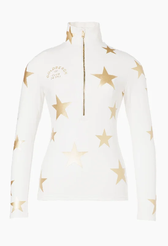 Unmissable Offer Goldbergh Galactique Ski Base Layer in Cream with Gold Stars