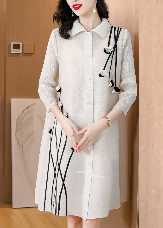 Factory Direct Sale Boho Beige Patchwork Floral Mid Shirts Dress Long Sleeve