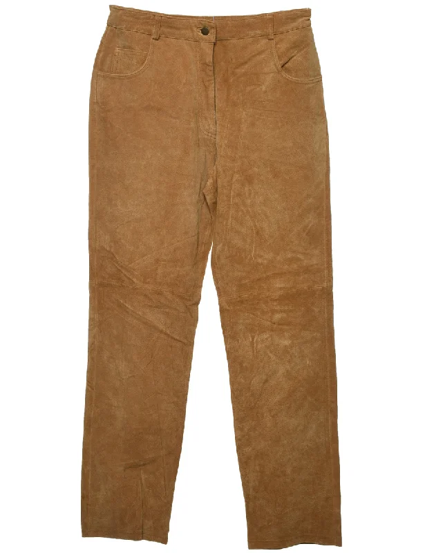 Huge Savings Brown Suede Trousers - W28 L30