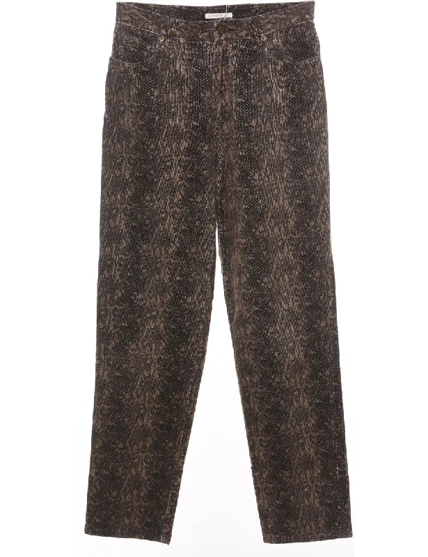 Overstock Sale Brown & Beige Snakeskin Pattern 1990s Trousers - W28 L30