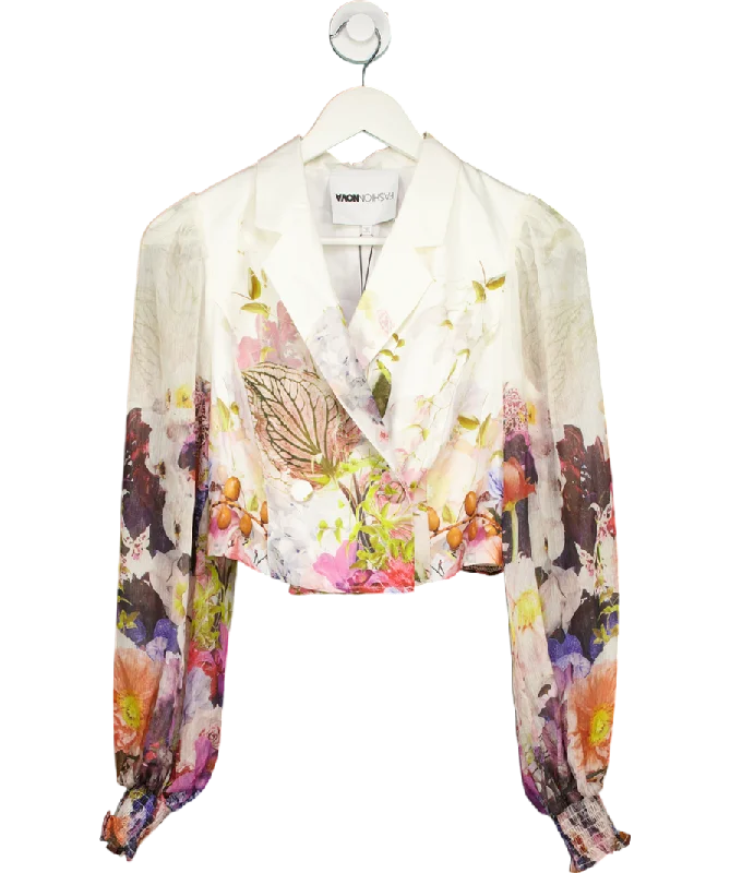 Final Sale Fashion Nova White Secret Garden Blazer - White/combo UK XS