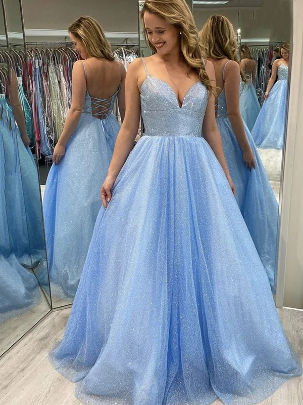 TIME-Limited Offer Shiny V Neck Backless Light Blue Long Prom Dresses, Sparkly Long Blue Formal Evening Dresses TIME-Limited Offer Shiny V Neck Backless Light Blue Long Prom Dresses, Sparkly Long Blue Formal Evening Dresses