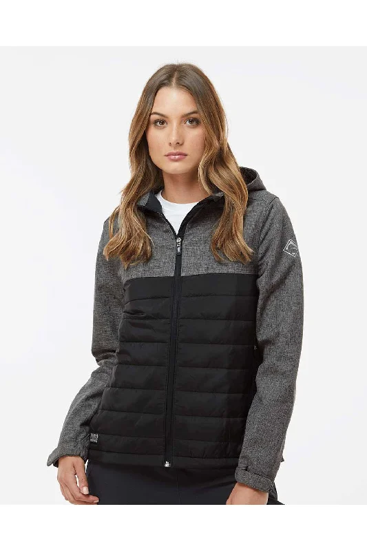 Can't Miss Dri Duck Womens Vista Water Resistant Soft Shell Full Zip Puffer Jacket - Heather Black/Black Can't Miss Dri Duck Womens Vista Water Resistant Soft Shell Full Zip Puffer Jacket - Heather Black/Black