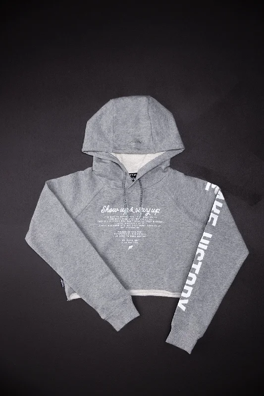 New Arrival MAKE HISTORY CROP HOODIE - GREY