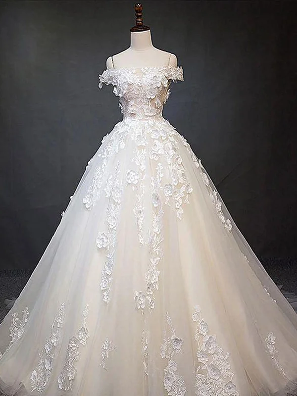 While Supplies Last Off Shoulder Light Champagne Lace Long Prom Wedding Dresses, Light Champagne Lace Formal Dresses, Light Champagne Evening Dresses SP2182