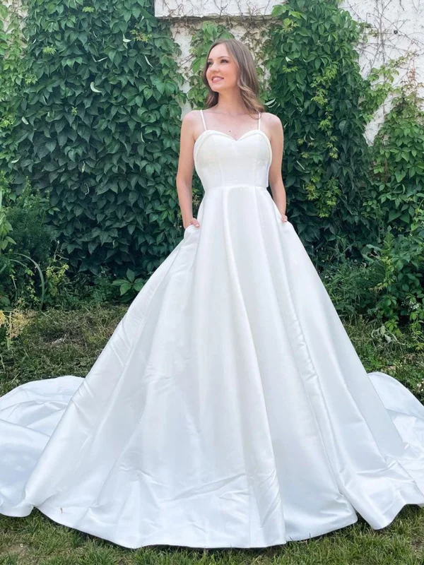 Overstock Sweetheart Neck Open Back White Long Prom Wedding Dresses with Train, White Formal Graduation Evening Dresses SP2223 Overstock Sweetheart Neck Open Back White Long Prom Wedding Dresses with Train, White Formal Graduation Evening Dresses SP2223