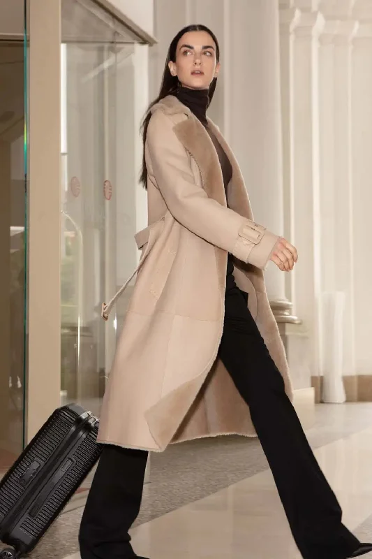 Instant Savings Long shearling coat womens
