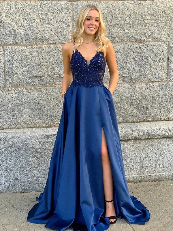 Major Savings A Line V Neck Blue Lace Beaded Long Prom Dresses, Blue Lace Formal Dresses, Blue Evening Dresses Major Savings A Line V Neck Blue Lace Beaded Long Prom Dresses, Blue Lace Formal Dresses, Blue Evening Dresses