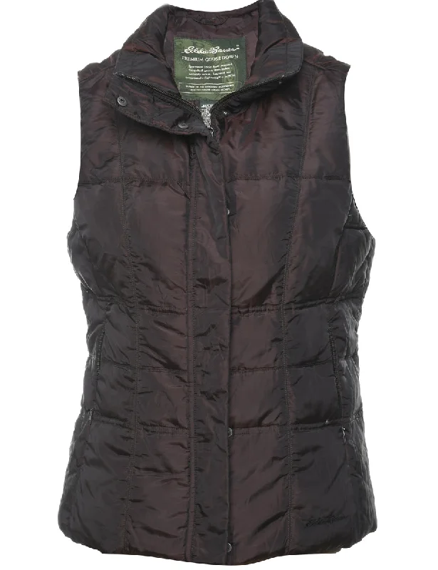 Final Markdown Eddie Bauer Dark Brown Zip-Front Puffer Vest - XS