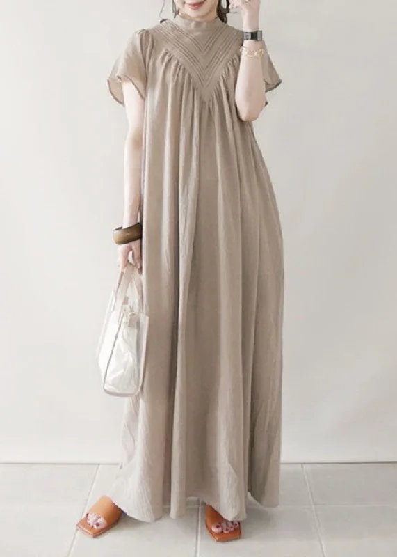 fitted cocktail dressfitted cocktail dressBoho Beige V Neck Oversized Cotton Long Dress Summer