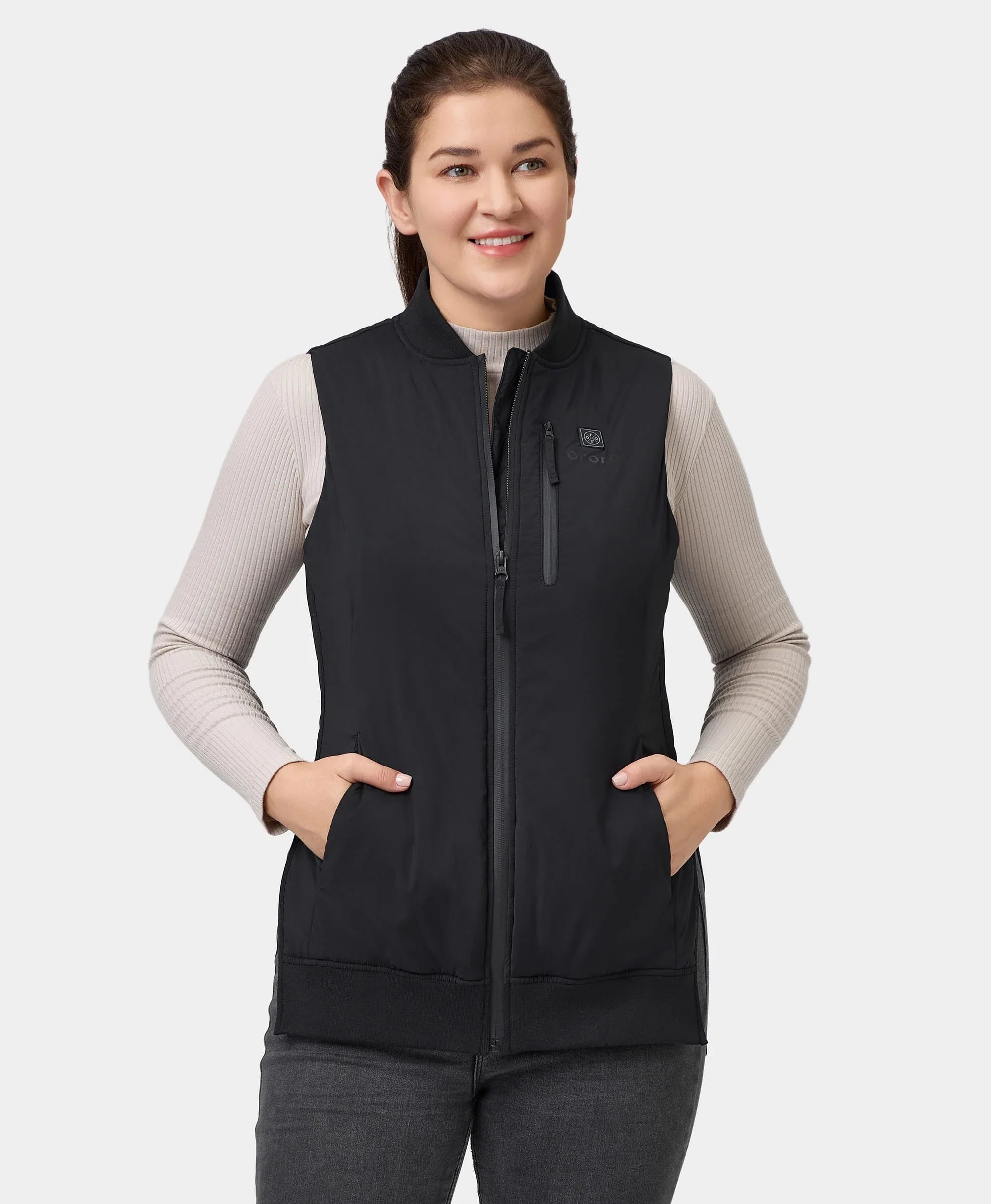 cozy hooded jacketBlair Women's Heated Long Bomber Vest