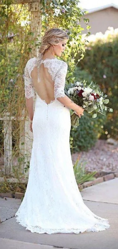 trendy wrap dresstrendy wrap dressKeyhole Back Half Sleeve Lace Wedding Dress