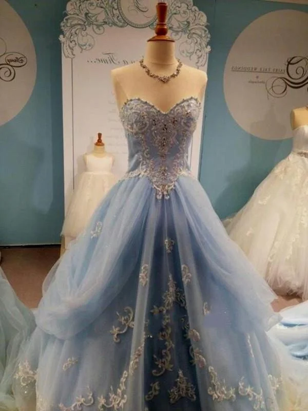 Price Rollback Sweetheart Neck Light Blue Wedding Dresses, Prom Dresses, Formal Dresses with Lace Flower Price Rollback Sweetheart Neck Light Blue Wedding Dresses, Prom Dresses, Formal Dresses with Lace Flower