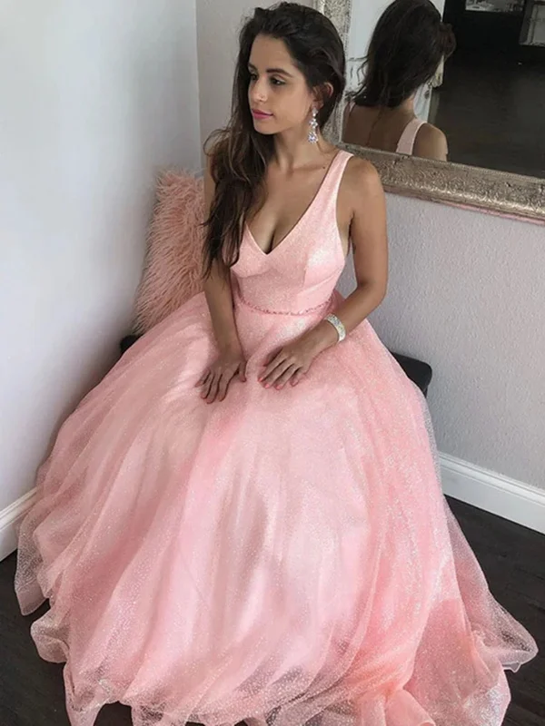 Discount Days Shiny V Neck Pink Sequin Long Prom Dresses, Sparkly Pink Formal Evening Dresses Discount Days Shiny V Neck Pink Sequin Long Prom Dresses, Sparkly Pink Formal Evening Dresses