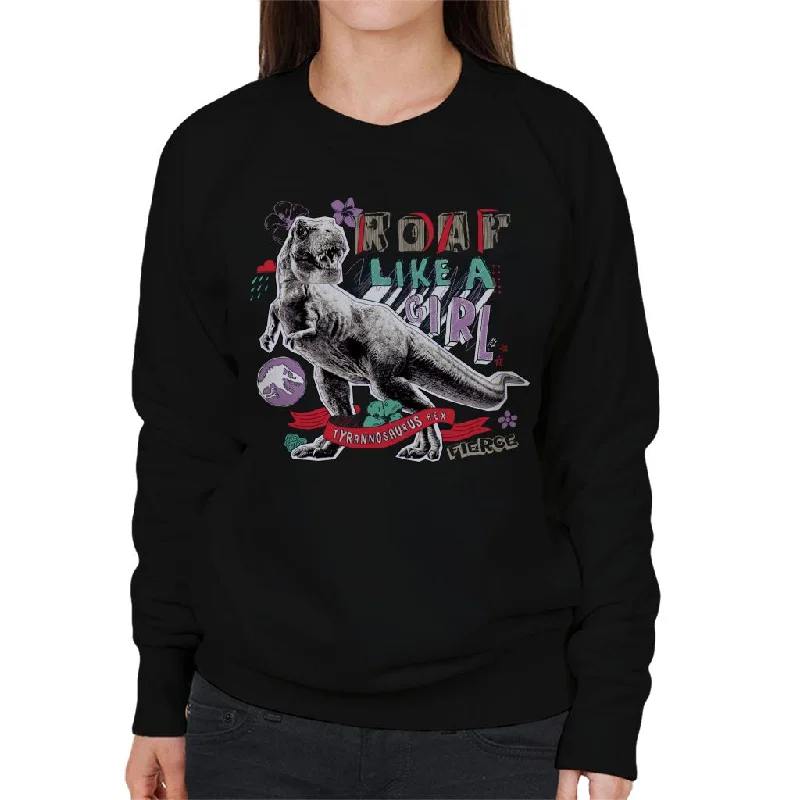 chic active hoodieJurassic Park Tyrannosaurus Rex Roar Like A Girl Women's Sweatshirt