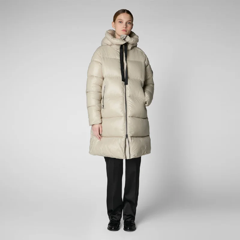 Online Specials Women's Isabel Hooded Puffer Coat in Rainy Beige