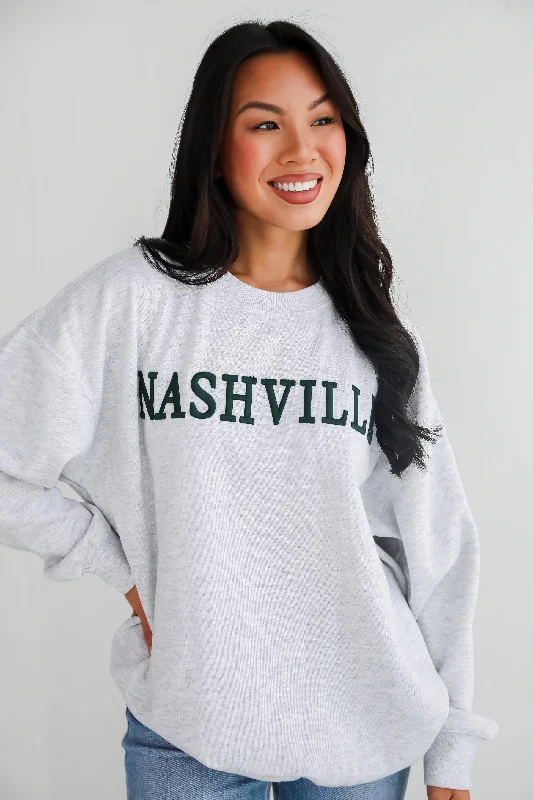 Best Deals Heather Grey Nashville Embroidered Sweatshirt