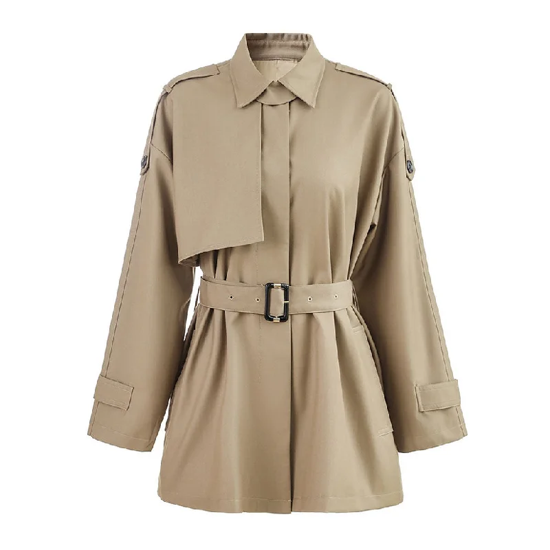 Special Price Classic Collared Single Breasted Belted Long Sleeve Short Trench Coat Special Price Classic Collared Single Breasted Belted Long Sleeve Short Trench Coat