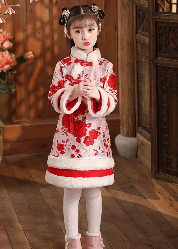 Exclusive Savings Pink Embroideried Button Thick Holiday Maxi Dress Winter
