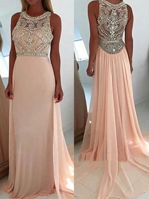 Weekend Flash Sale A Line Round Neck Light Pink Long Prom Dress, Pink Long Formal Dress, Graduation Dress Weekend Flash Sale A Line Round Neck Light Pink Long Prom Dress, Pink Long Formal Dress, Graduation Dress