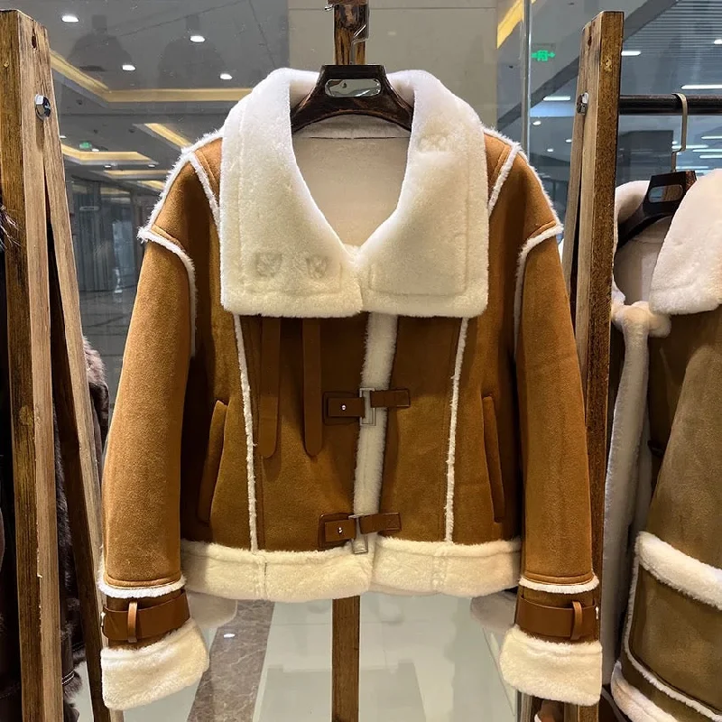 Reduced Prices Winter luxury: faux leather shearling coat lined with wool blend. Women's shearling coat for maximum warmth and style. Reduced Prices Winter luxury: faux leather shearling coat lined with wool blend. Women's shearling coat for maximum warmth and style.