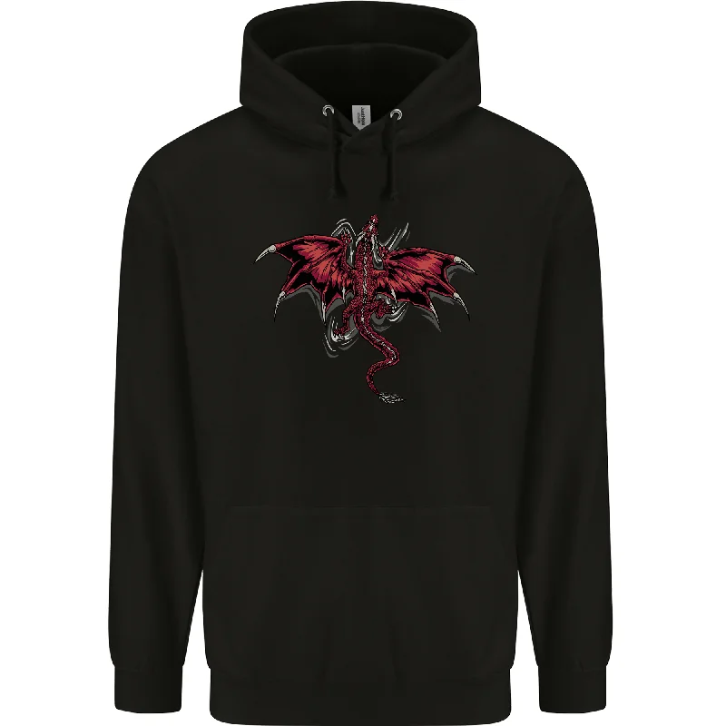 soft hoodieA Climbing Dragon Fantasy Mens 80% Cotton Hoodie