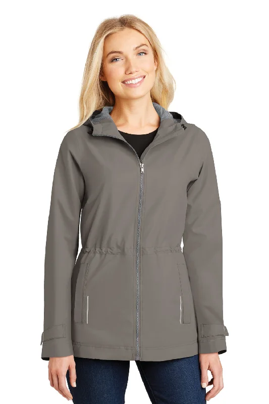 Midnight Madness Port Authority Womens Northwest Slicker Waterproof Full Zip Hooded Jacket - Northern Grey