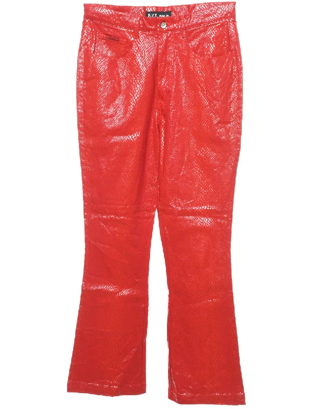Super Bargain Snakeskin Pattern Faux Leather 1990s Trousers - W30 L31